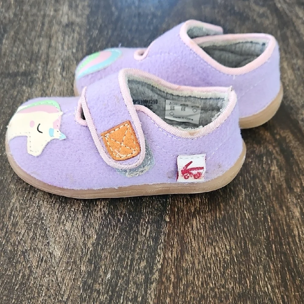 See Kai Run Purple Unicorn & Rainbow Baby Slippers